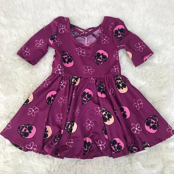 DOT DOT‎ SMILE Baby Girl Halloween Twirly Dress Skulls Purple 12 24 Months - Picture 5 of 7
